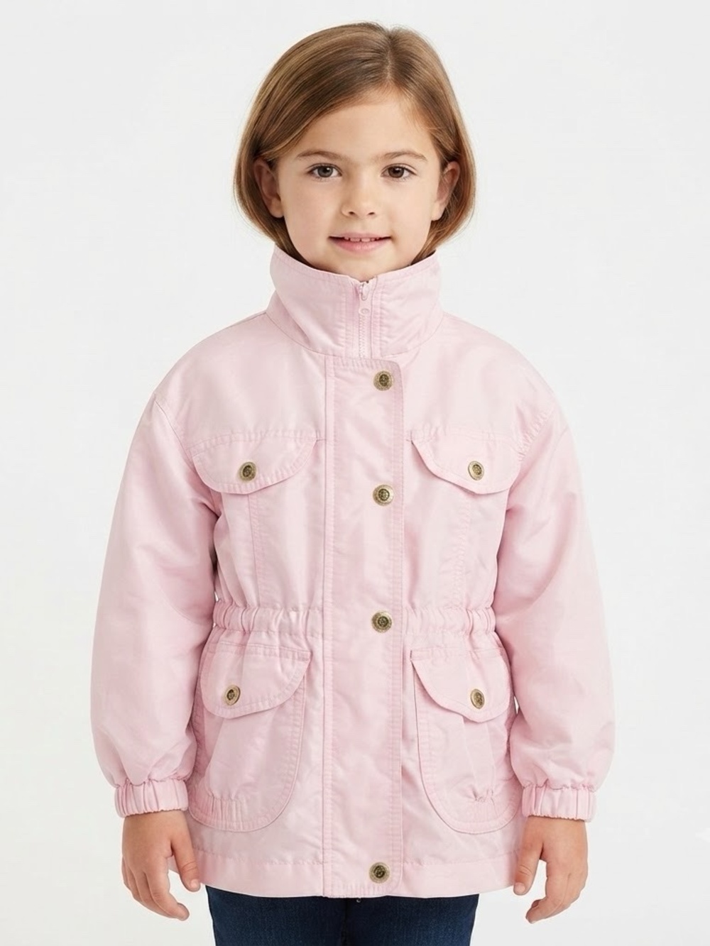 Vintage Rothschild Pink Girls Size 4 Utility Dress Jacket Coat Retro Full Zip